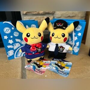 Pikachu Pilot and Flight Attendant Haneda exclusive Plush Set